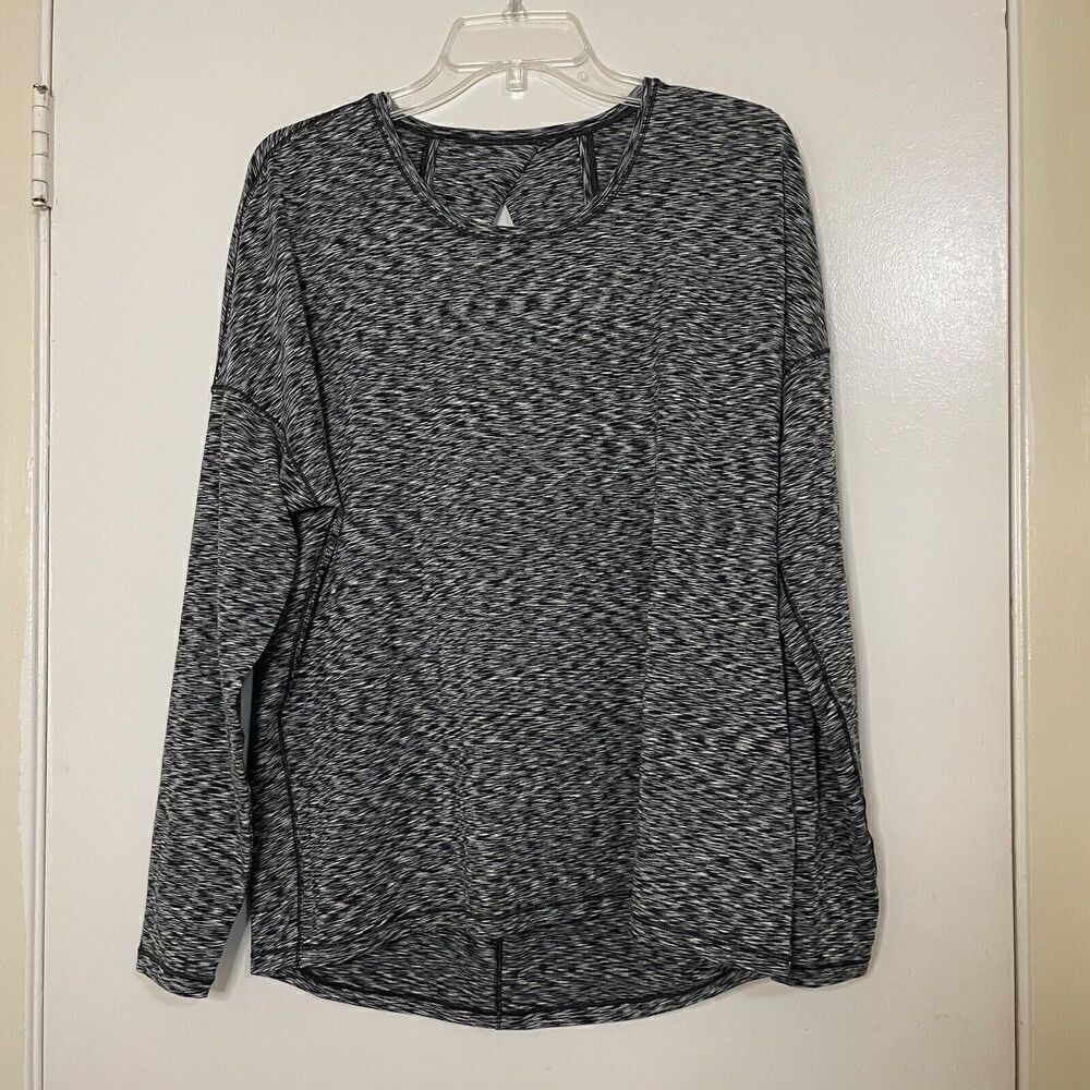 Lululemon space dye black long sleeve keyhole back shirt size 10